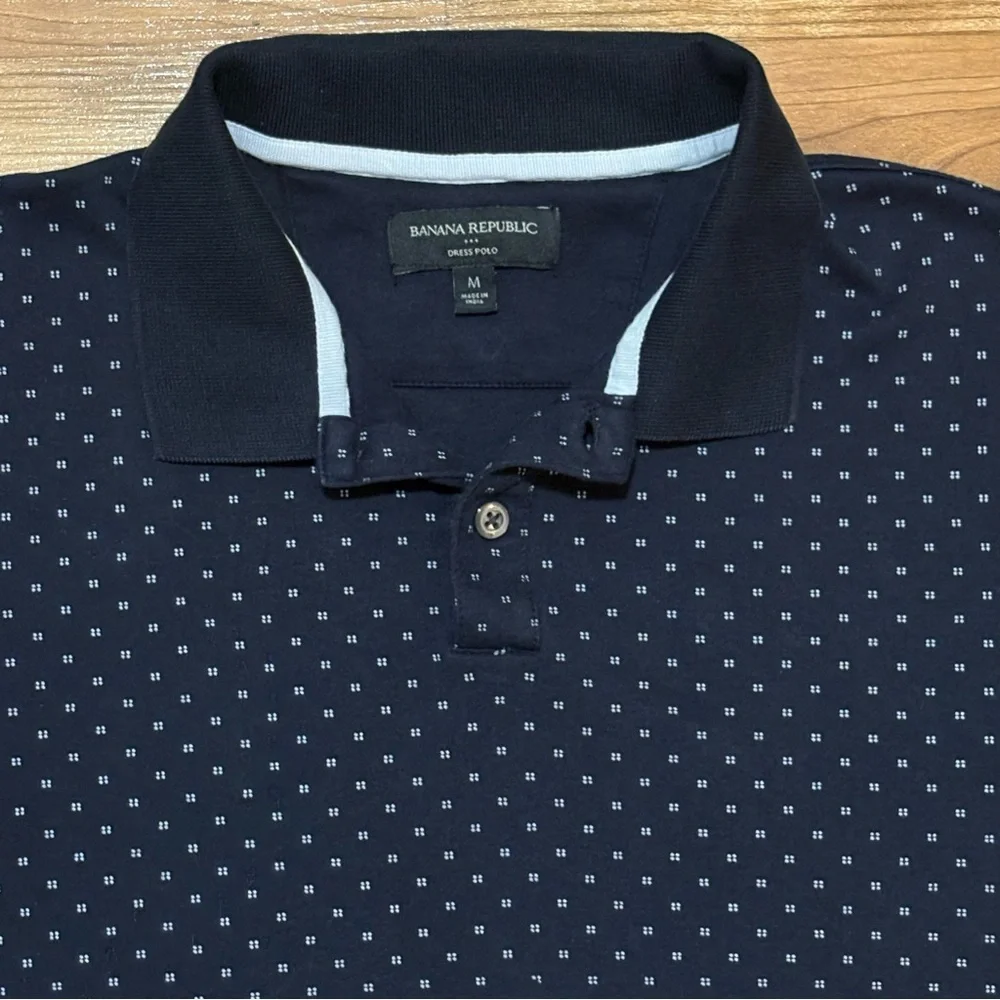 Banana Republic Youth Boy Medium Dress Polo Navy Blue‎ Cotton Church Easter
